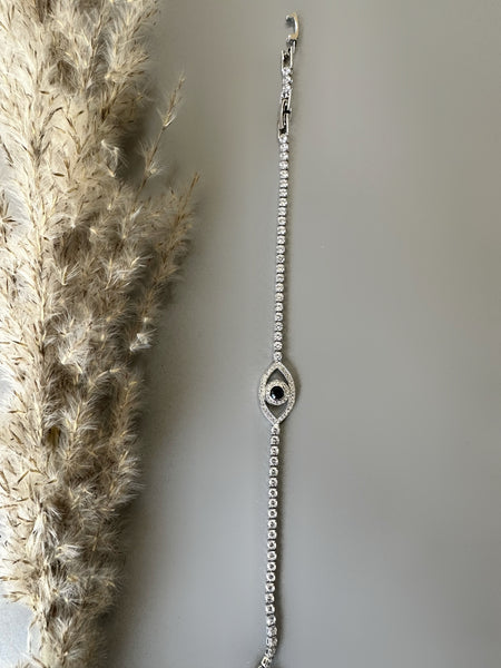 Evil Eye Tennis Bracelet - Silver