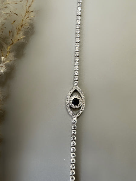 Evil Eye Tennis Bracelet - Silver