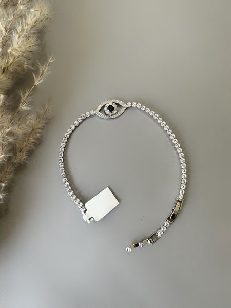 Evil Eye Tennis Bracelet - Silver