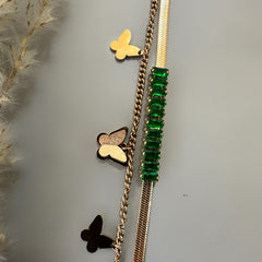 Snake Chain Butterfly Charm Bracelet - Rose Gold