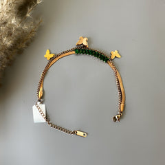 Snake Chain Butterfly Charm Bracelet - Rose Gold