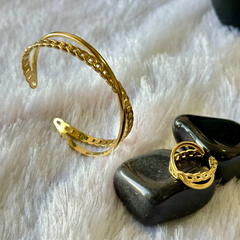 Interlinked Cuff  Bracelet Ring Combo