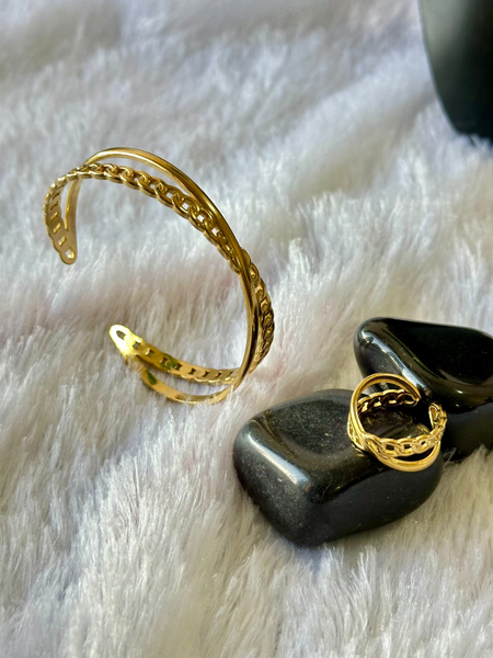 Interlinked Cuff  Bracelet Ring Combo