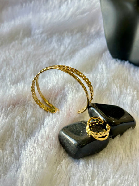 Interlinked Cuff  Bracelet Ring Combo