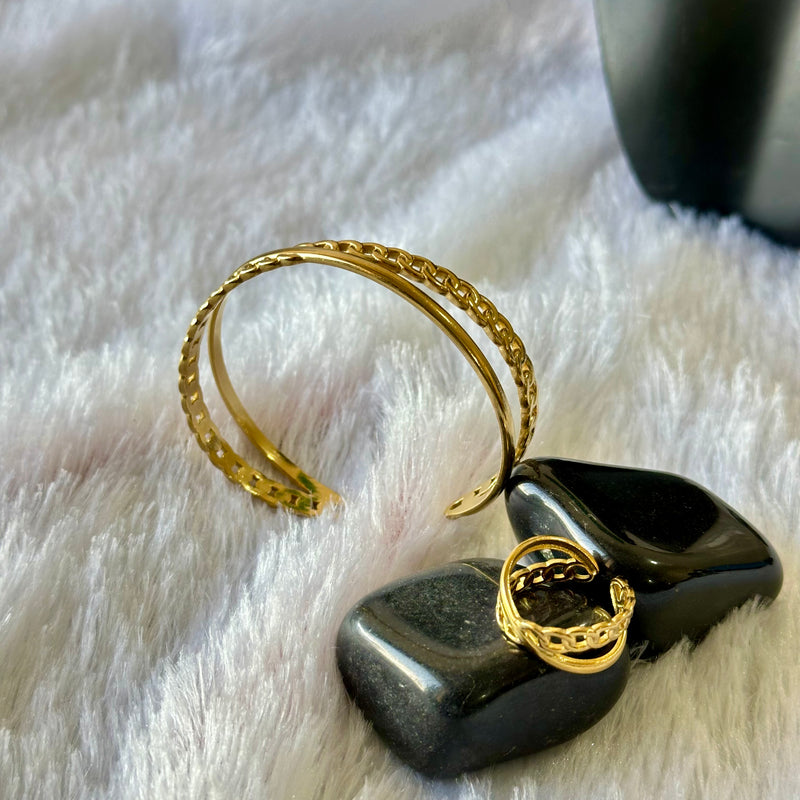 Interlinked Cuff  Bracelet Ring Combo