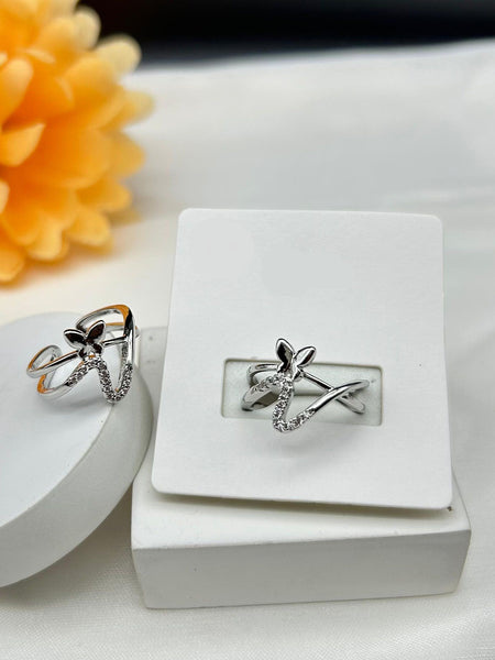 Layered Interlinked Butterfly Ring - Silver