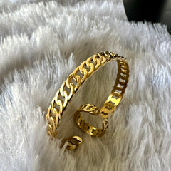 Link Chain Anti Tarnish Bracelet Ring Combo