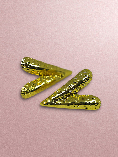 Textured Heart Anti Tarnish Earrings - Gold