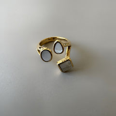 Mother of Pearl Geometric Ring - Gold