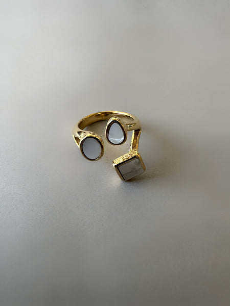 Mother of Pearl Geometric Ring - Gold