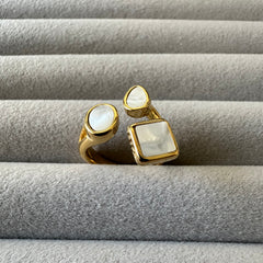 Mother of Pearl Geometric Ring - Gold