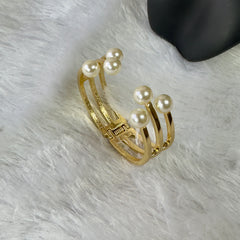 Pearl Embedded Anti Tarnish cuff Bracelet