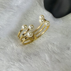 Pearl Embedded Anti Tarnish cuff Bracelet