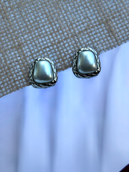 Pearl Stud Anti Tarnish Earrings - Silver