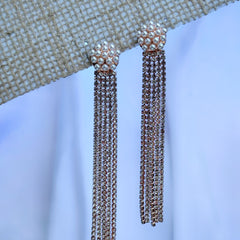 Pearl studded Anti Tarnish Dangler - Rosegold