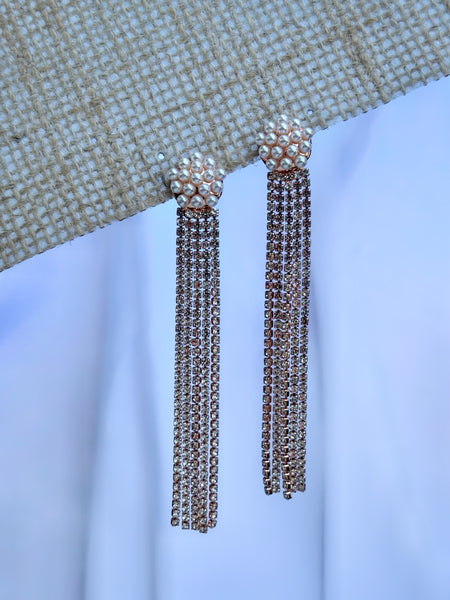 Pearl studded Anti Tarnish Dangler - Rosegold