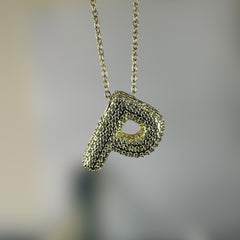 Anti Tarnish Stone Studded Alphabet Pendants