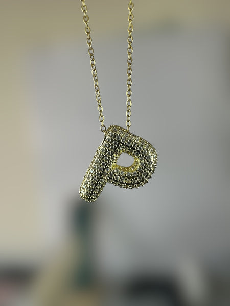 Anti Tarnish Stone Studded Alphabet Pendants