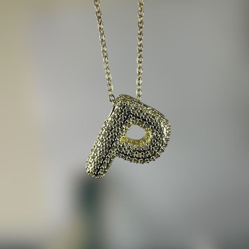 Anti Tarnish Stone Studded Alphabet Pendants
