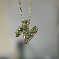 Anti Tarnish Stone Studded Alphabet Pendants