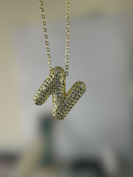 Anti Tarnish Stone Studded Alphabet Pendants