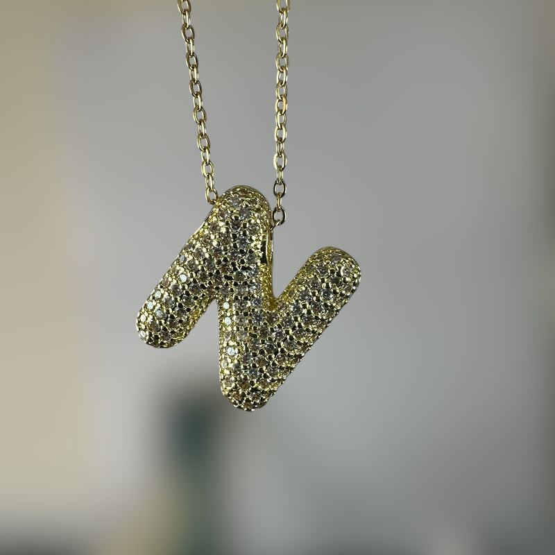 Anti Tarnish Stone Studded Alphabet Pendants