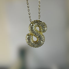 Anti Tarnish Stone Studded Alphabet Pendants