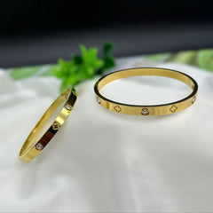 Engraved and Embellished Anti-tarnish Bracelet - Gold