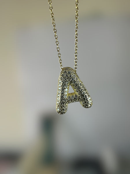 Anti Tarnish Stone Studded Alphabet Pendants