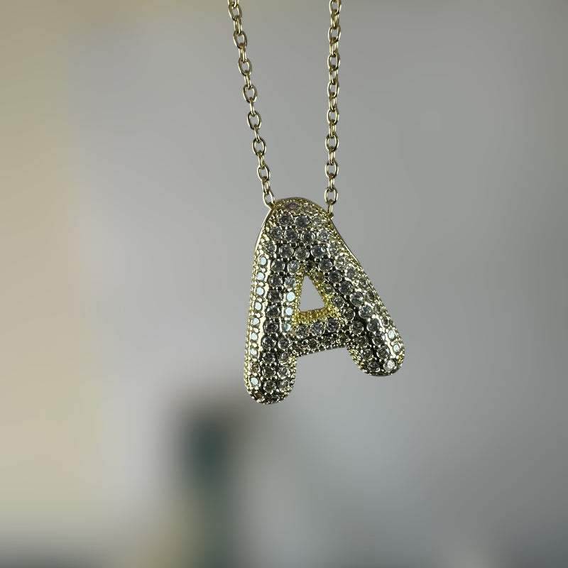 Anti Tarnish Stone Studded Alphabet Pendants