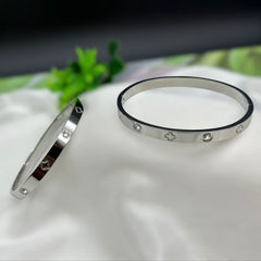 Engraved and Embellished Anti-tarnish Bracelet - Silver