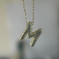Anti Tarnish Stone Studded Alphabet Pendants