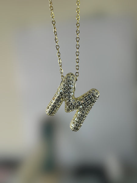 Anti Tarnish Stone Studded Alphabet Pendants