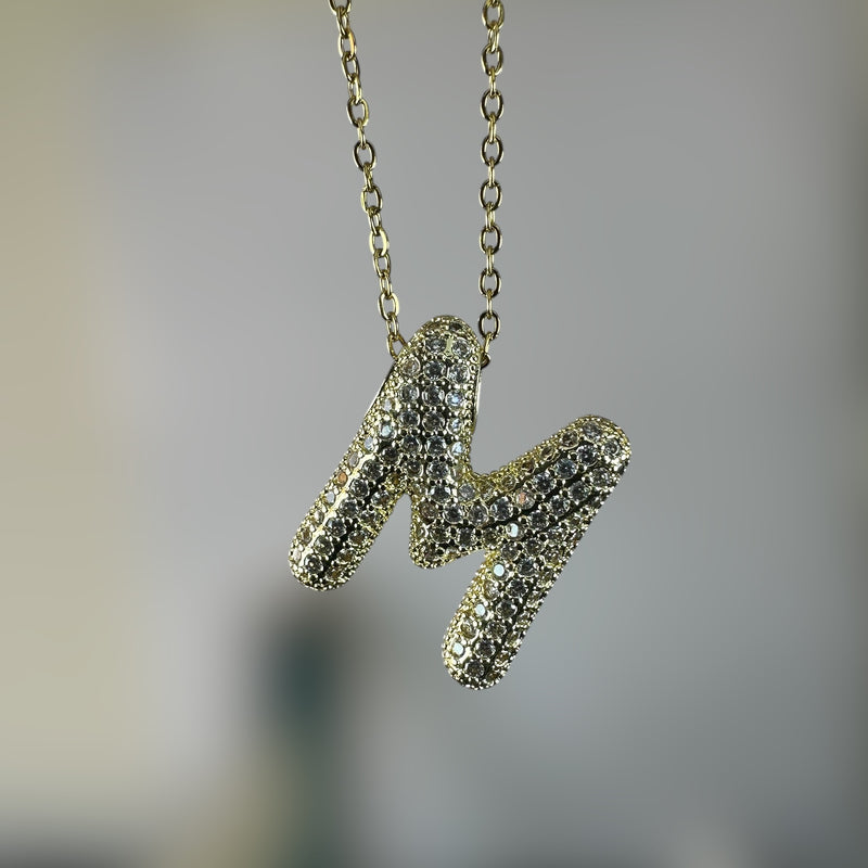 Anti Tarnish Stone Studded Alphabet Pendants