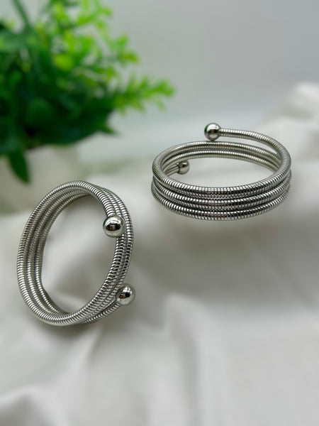 Spiral Anti Tarnish Bracelet Bangle - Silver