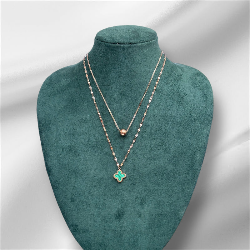 Two Layered Chain with Clover Pendant