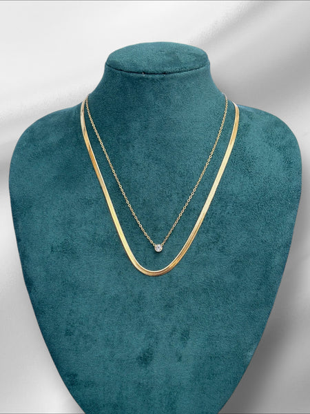 Snake Chain and Link Chain Layered Necklace