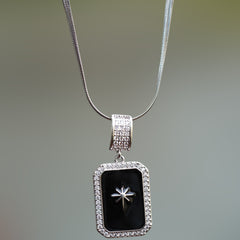 Anti Tarnish Studded Pendant Necklace - Snake Chain