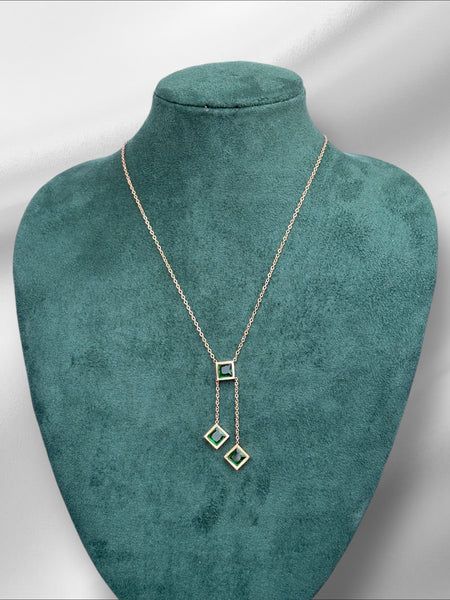Dainty Emerald Dangling Pendant Necklace