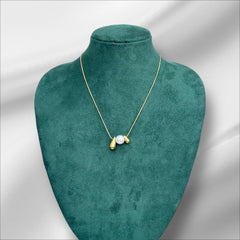 Geometric Pearl Charms Necklace - Gold