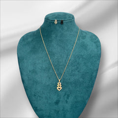 Layered three hearts necklace and earrings set