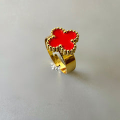Red Clover Adjustable Anti-tarnish Ring