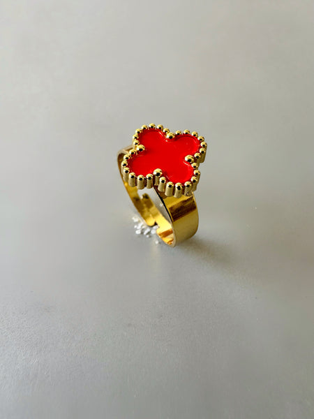 Red Clover Adjustable Anti-tarnish Ring
