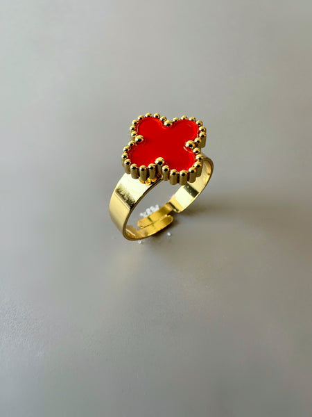 Red Clover Adjustable Anti-tarnish Ring