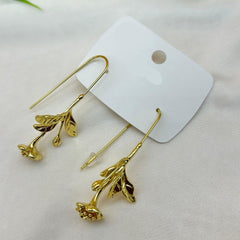 Rose Dangler Anti-tarnish Earrings - Gold