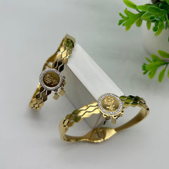 Rose Engraved Anti Tarnish Bracelet - Gold