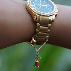 Red Rose Watch Charm - Gold
