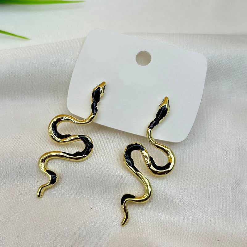 Serpentine Dangler Earrings - Gold