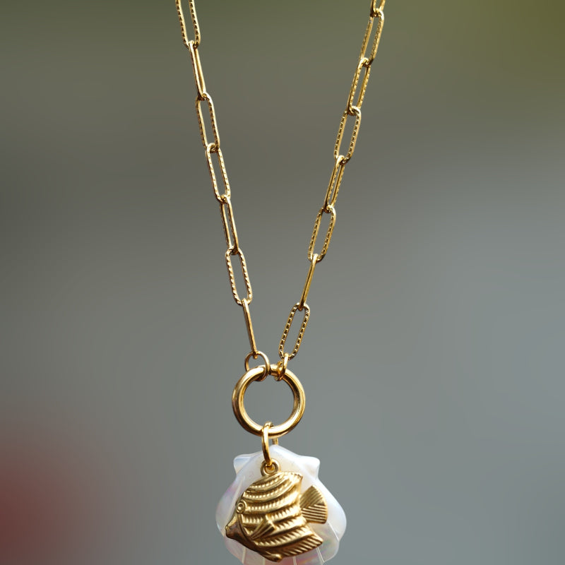 Shell And Fish Charm Anti-Tarnish Necklace