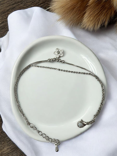 Silver Anti Tarnish Layered Charm Bracelet